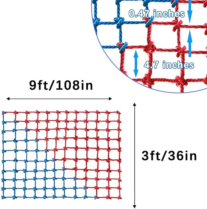 Climbing Cargo Net, Polyester Playground Climbing Net, Heavy Duty Large Military Climbing Net for Kids Outdoor, Kids Safety Protection Net, Rope Ladder, Jungle Gyms, Swingset, Treehouse