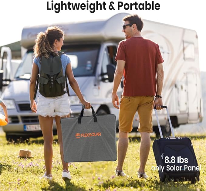 FlexSolar 120W Portable ETFE Solar Panels for Power Station Generators 20.9V Foldable Solar Cell Monocrystalline Chargers with Kickstand P68 Waterproof Power Outage Emergency for Camping Van RV