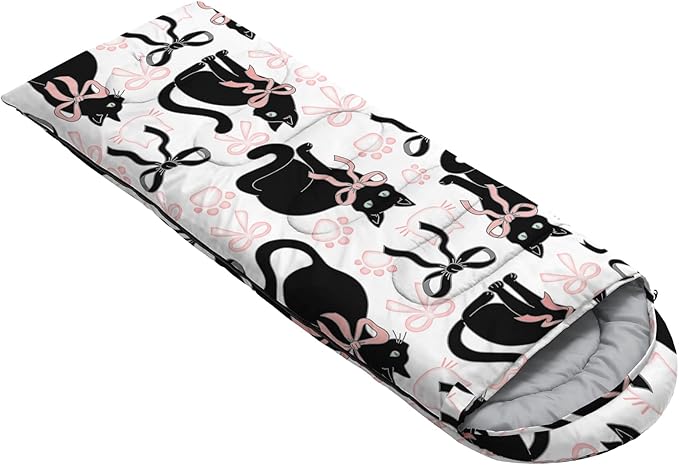 AILONEN Pink Lovely Rabbit Sleeping Bag for Girls Kids Adults,Warm and Cool Weather,Lightweight,Waterproof Backpacking,Cartoon Flowers Printed Bunny Sleeping Bag for Camping
