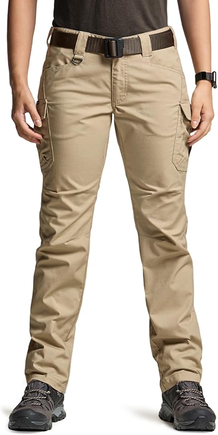 CQR Women's Flex Stretch Tactical Pants, Water Resistant Ripstop Cargo Work Pants with Pockets for Outdoor & Hiking