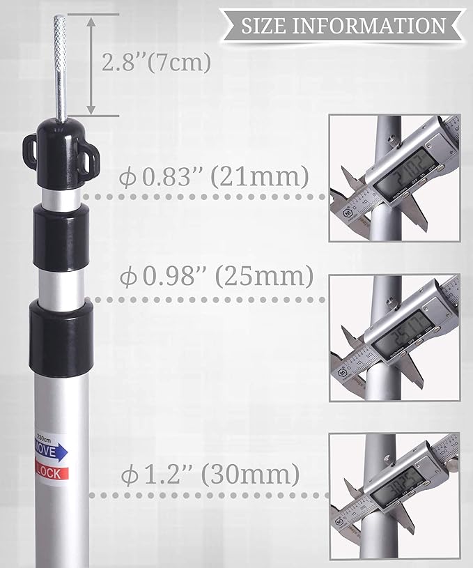 HIKEMAN Tent Poles Camping Poles for Tarp Awning Canopy Porch Sun Sails Tarpaulin Headroom Aluminium Adjustable Telescoping