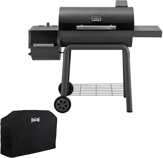 30'' Outdoor Charcoal Grills with Cover, BBQ Grill with Offset Smoker and Side Table, 832 Sq. In. Heavy-Duty for Outdoor Backyard, Patio and Parties, Black