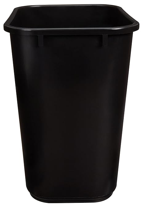 Amazon Basics Trash Can, Rectangular Commercial Office Wastebasket, 7 Gallon (Pack of 6), Black (Previously AmazonCommercial Brand)