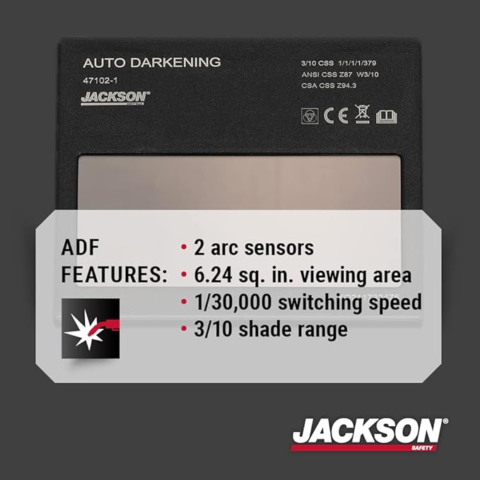 Jackson Safety Premium Graphic Welding Hood with ADF - Ultra Lightweight Auto Darkening Welding Helmet - ANSI Z87.1 (Multiple Styles)