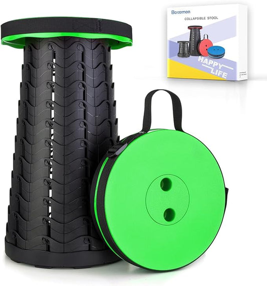 Boreeman Upgraded Folding Stool Lightweight Yet More Sturdy with Load Capacity 400lbs Portable Collapsible Stool for Camping Fishing Hiking BBQ (Green)