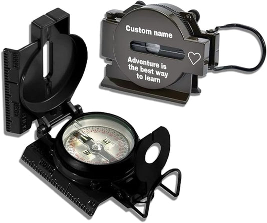 Custom Portable Compasses Keychain with Text Mini Compass with Waterproof Luminous Function Survival Gifts for Men Hiking Camping Hunting Map Navigation Tool