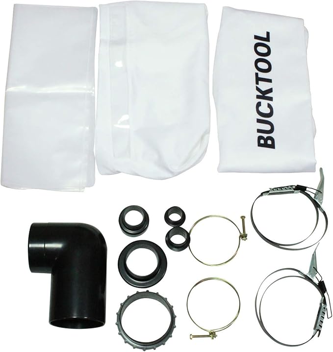 BUCKTOOL 1.2 HP Auto Start 750CFM Dust Collector with 3 Dust Collection Bag, 5.4 Cubic Bag Capacity and 5 PCS Reducer for Woodworking