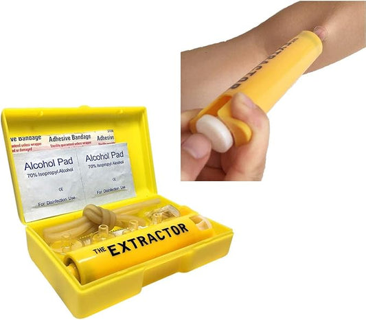 Insect Bug Bee Sting Snake Bite Venom Extractor Suction Kit Tool Pump First Aid Safety Fast Emergency for Hiking Backpacking Camping Yellow Color