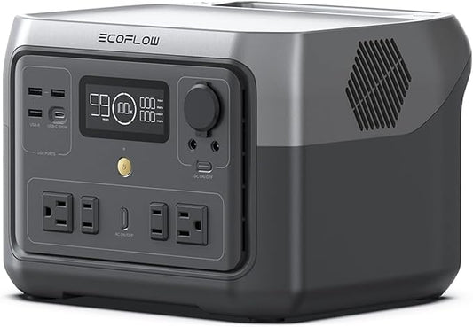 EF ECOFLOW Portable Power Station River 2 Max 500, 499Wh LiFePO4 Battery/ 1 Hour Fast Charging, Up to 1000W Output Solar Generator (Solar Panel Optional) for Outdoor Camping/RVs/Home Use