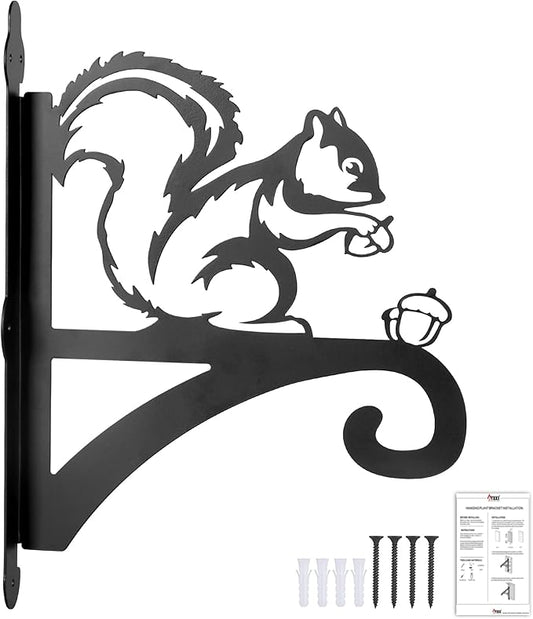 ATKKE Hanging Plant Bracket Hangers Indoor Iron Wall Mount,11??Squirrel Silhouette Ornamental Iron Hangers Hookers for Flower Pot Lantern Bird Feeder Wind Chimes