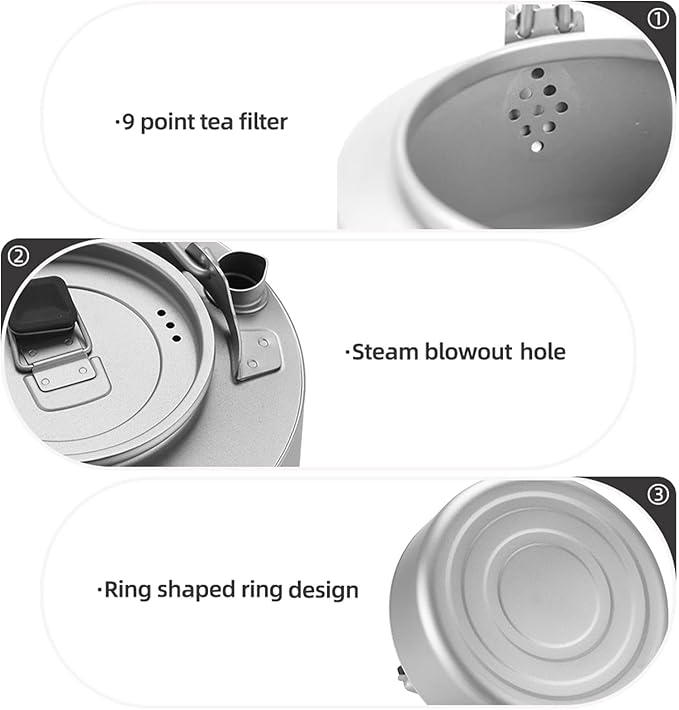 Camping Kettle Titanium Camp Tea Coffee Pot Portable Lightweight Tea Kettle Teapot Fast Heating Campfire Kettle for Stove Top, Boiling Water, Outdoor, Hiking, Camping, Picnic, Traveling
