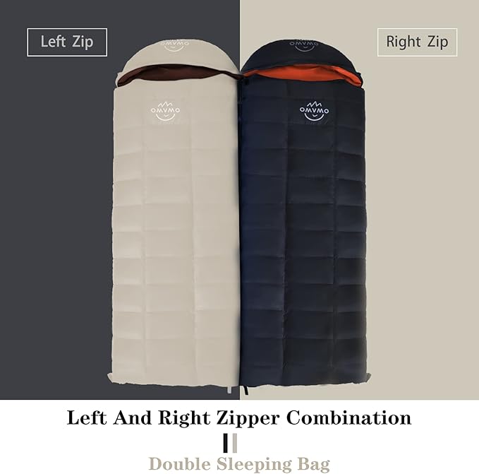 '-10°F 0°F 10°F 15°F Down Sleeping Bag for Adults,800/650 Fill Power,Ultralight Wearable 4 Season Cold Weather Rectangle Sleeping Bag for Camping Hiking,Can be Used as a Down Blanket or Cloak