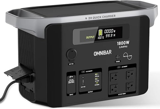 Portable Power Station 1800W (3600W Peak), 1536Wh LiFePO4 Battery Generator with 1800W AC & 100W USB-C Output, 2Hrs Fast Charging Solar Generator for Home Backup, Power Outages, Camping & RVs