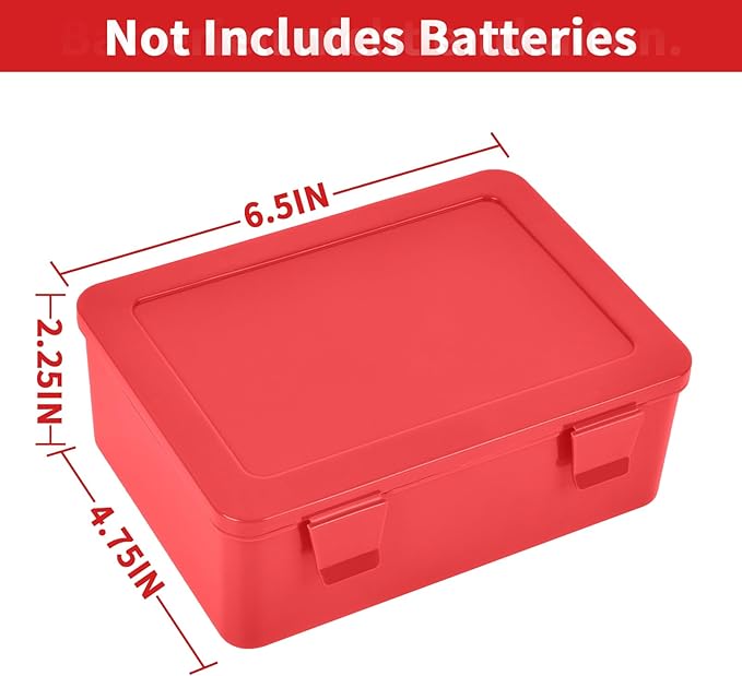 FULLCASE Battery Storage Organizer Holder Holds 54 AA AAA Batteries, Box Cases Garage Container, Home Drawer Organization Dispenser (Case Only) Red
