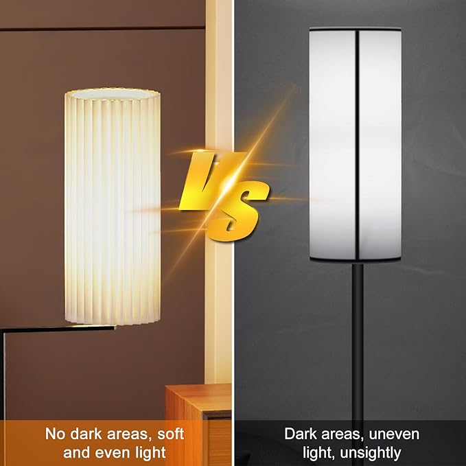 Drum Lamp Shades for Floor Lamps Tall Lamp Shade for Modern, 15.7"x5.9"x5.9" Replacement Lamp Shades, Large Pleated Linen Round Lamp Shade