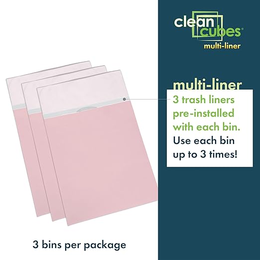30 Gallon Multi-Liner Disposable Trash Cans (3-Pack) with Fitted Trash Bags - Reusable Garbage and Recycling Bins for Parties, Events, and More (Pink - 17" Height x 14" Width x 30" Depth)