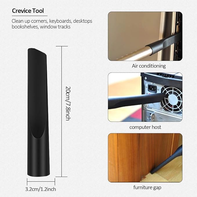 E.LUO Vacuum Brush Attachments 1 1/4 inch(32mm) to 1 3/8 inch(32mm) Universal Nozzle Crevice Tool Cleaner Kit Standard Hose Accessories