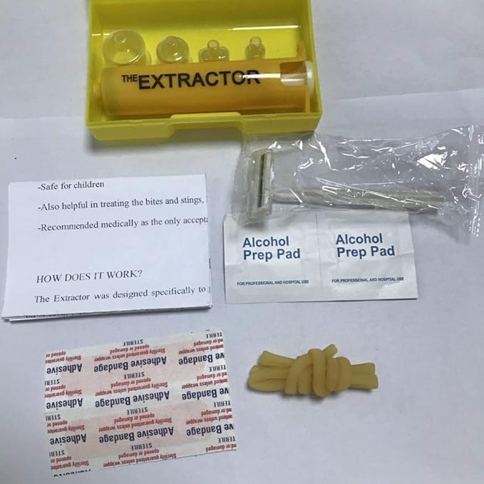 Insect Bug Bee Sting Snake Bite Venom Extractor Suction Kit Tool Pump First Aid Safety Fast Emergency for Hiking Backpacking Camping Yellow Color