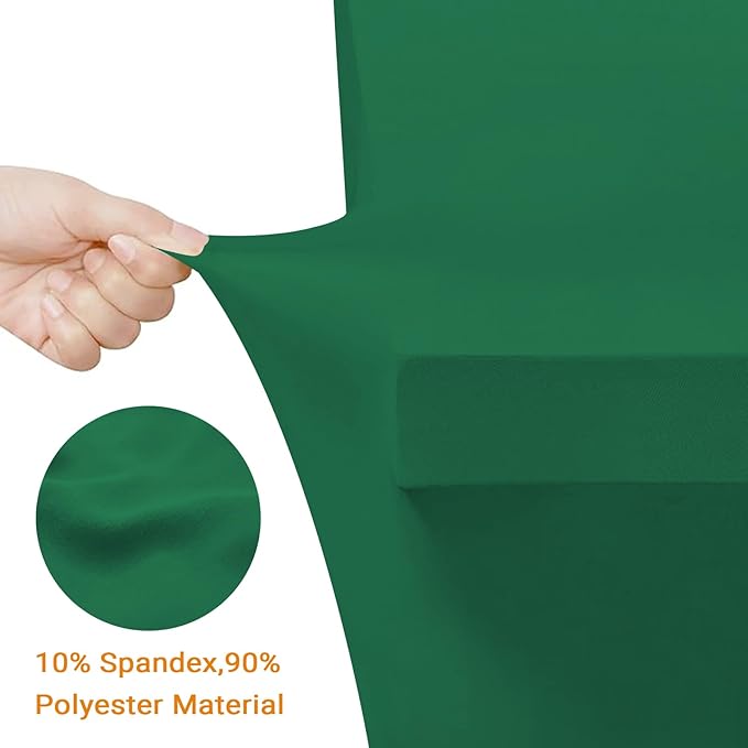 Eurmax USA Rectangular Fitted Spandex Table Covers 8ft Tablecloth Wedding Event Patio Table Decorations Stretch Table Cover for 8ft Folding Table (Emerald Green,2 Pack)