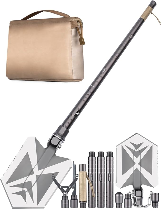 Foldable Camping Shovel Multi-Function Hiking Safety Tool - Tactical Survival Gear for Backpacking,and Military Use,Collapsible Shovel with Durable Design