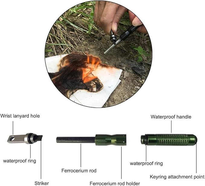 Ferro Rods - Fire Starter Sticks Fire Striker Flint and Steel Fire Starter Kit Survival Flint Fire Steel Spark Magnesium Rod for EDC, Camping,Hiking,Bush-Craft,Emergency Survival Kits