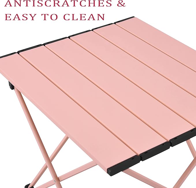 Grope Small Folding Camping Table with Aluminum Table Top, Beach Table for Sand with Carrying Bag,Prefect for Outdoor,Picnic,BBQ,Cooking,Festival