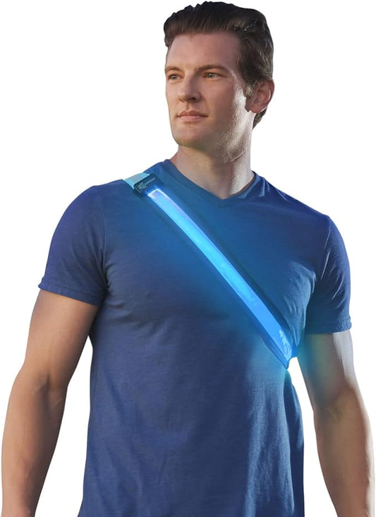 ILLUMISEEN LED Reflective Belt Sash | High Visibility LED Lights with 2 Lighting Modes | Adjustable Quick Release Buckle | USB Rechargeable, No Batteries Needed | Weatherproof Professional Safety Gear