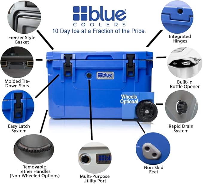 Blue Coolers Ark Series 100-110 Quarts, Roto-Molded Ice Cooler | Large Ice Chest Holds Ice up to 10 Days |