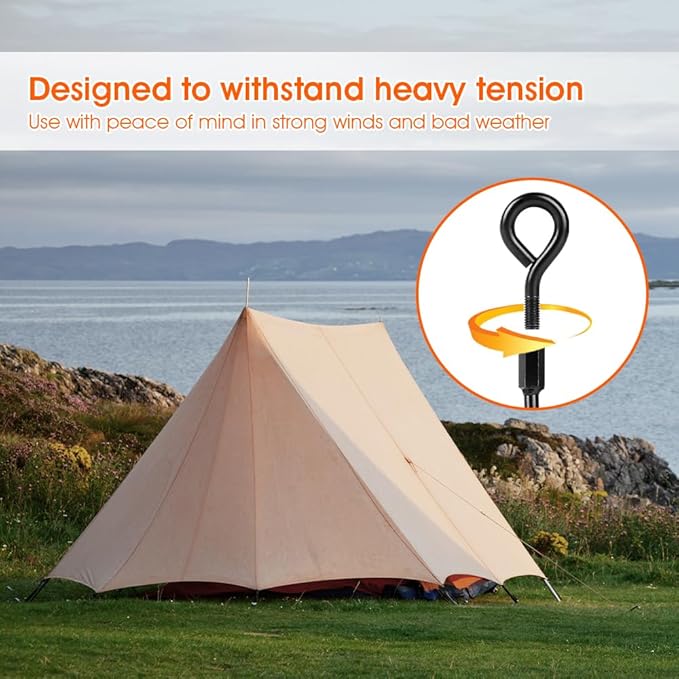 Ground Anchors, Trampoline Anchor Heavy Duty Screw in Ground Anchors 8Pack，Tent Stakes for Camping Tent, Trampoline, Canopies, Carports, Sheds, Swing Sets,14in Ground Stakes for High Winds