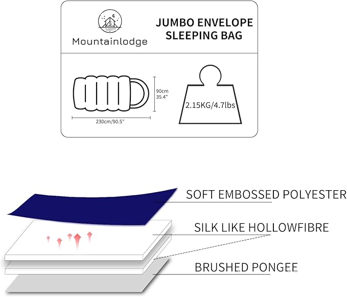 Jumbo Sleeping Bag for Adult&Kids,Cold&Warm Weather with Compression Sack and Water Resistant for Family Camping,Travel and Car Camping