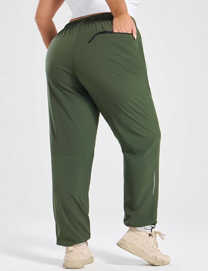 baleaf Plus Size Pants for Women Hiking Cargo Water Resistant UPF 50+ Cargo Joggers Zipper Pockets