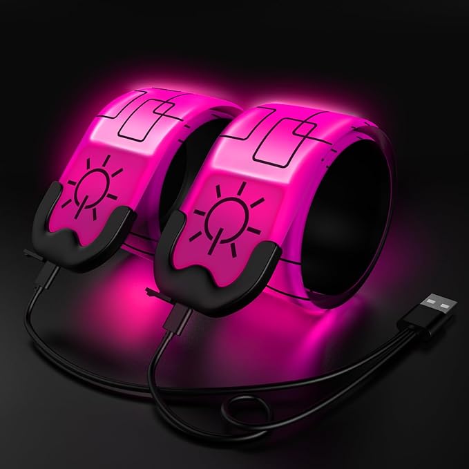 2 Pack LED Armband - Rechargeable Running Lights with Reflective Gear, High Visibility LED Wristband Lights