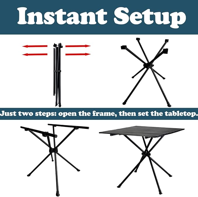 HASIKA Folding Camping Table Large Size Portable Camping Side Table for Outdoor, Beatch, Tailgating, Picnic, Grilling