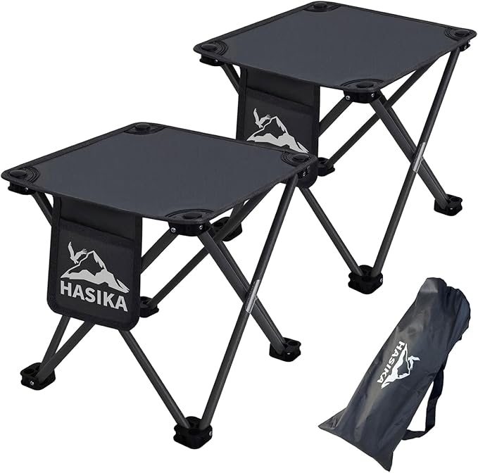HASIKA Collapsible Stool Foot Rest 2 Pack Folding Stool Portable Outdoor Ottoman 400lbs Strong Support Camping Stool for Travel Gardening Fishing Hiking BBQ