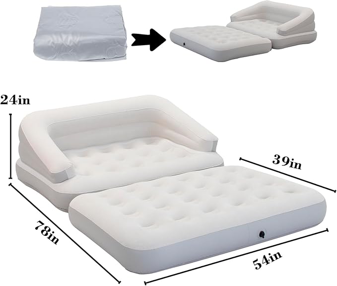 Inflatable Couch Flocked Air Sofa Bed, Blow Up Sofa for Camping, Gray