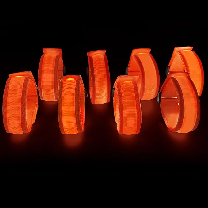 8 Pack LED Bracelets Light Up Wristbands,Glow Flashing Wristbands Glow in The Dark Party Supplies for Party, Festivals, Sports, Camping,Night Events (Orange)