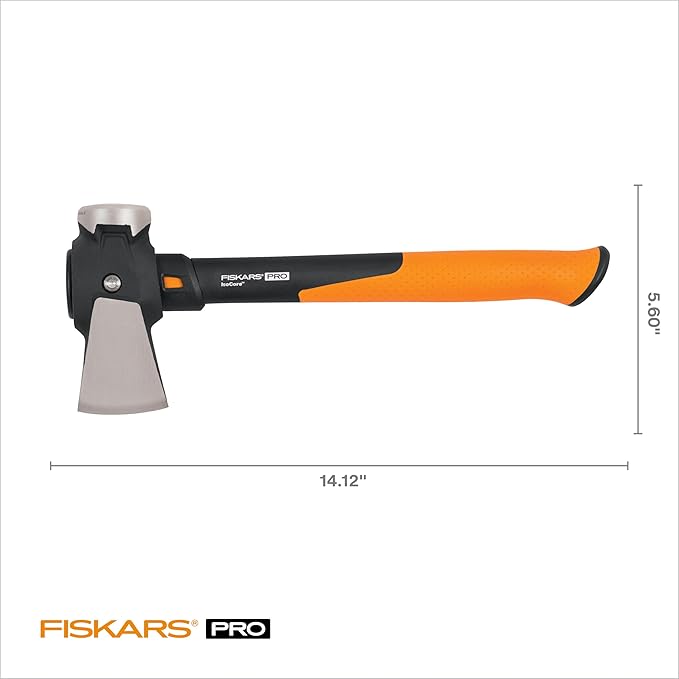 Fiskars Pro IsoCore Maul - 2.5-Pound Wood Splitter for Small Size Logs and Kindling with Shock-Absorbing Handle - Black/Orange