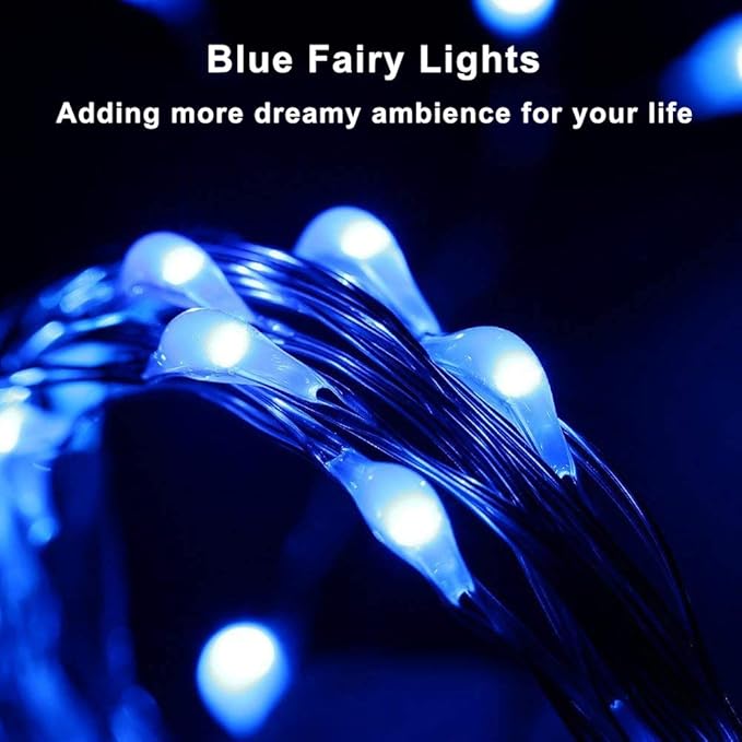 Blingstar USB Powered Fairy Lights, 2 Pack 33Ft 100 LED, Flexible Silver Wire, Mini String Lights for Indoor Christmas Tree/Halloween/Bedroom/Dorm/Party Decoration, Blue