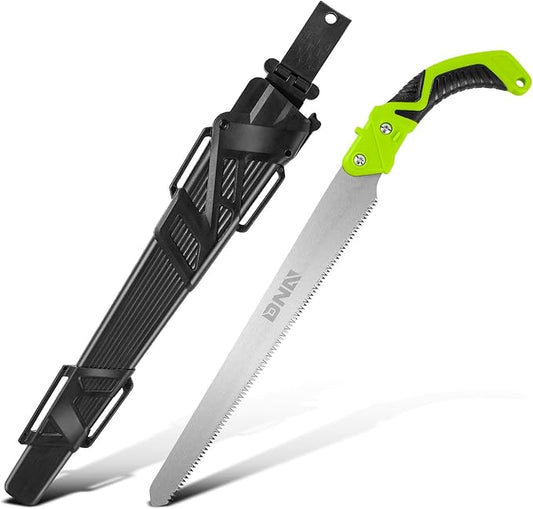 DNA MOTORING 15.5in Hand Pruning Saw, Hand-Held Garden Saw, Straight Blade Waist Saw for Tree Branches Trimming, Gardening, Woodworking, w/Scabbard, TOOLS-00593