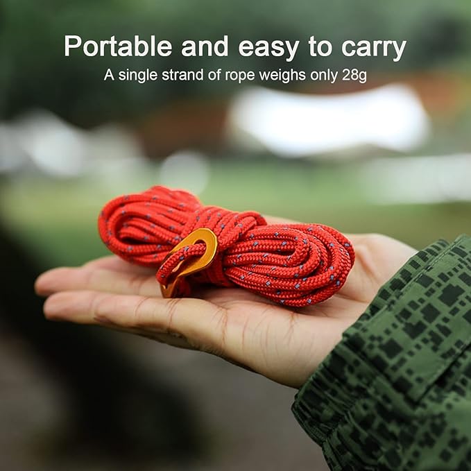 8 Pack 4mm Guy Lines Ultralight Tent Cords with Aluminum Adjuster Tensioner Outdoor Camping Guylines Ropes for Tent Tarp,Climbing,Hiking Backpacking (Army-Green)