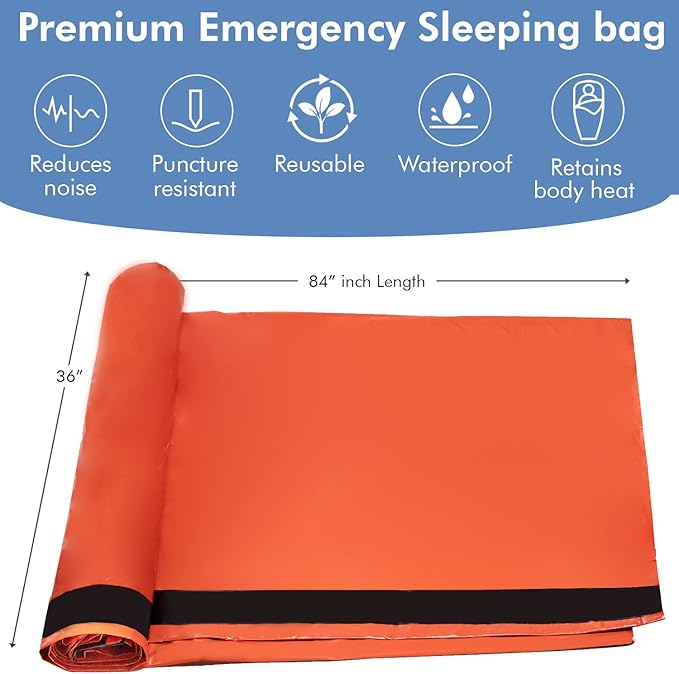 NovaMedic Emergency Survival Sleeping Bag 5 Pack, 84"x36", Waterproof Thermal Bivy Sack for Camping, Hiking, Outdoor, Activities & Travel, Durable, Lightweight & Compact Blanket