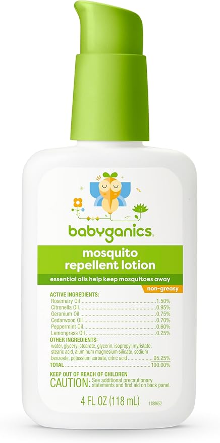 Babyganics Mosquito Repellent Lotion, Made with Plant and Essential Oils, Non-Greasy, 4oz