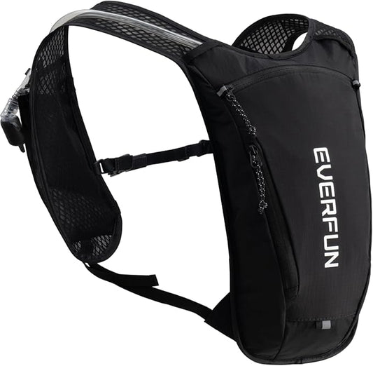 EVERFUN Hydration Backpack Running Vest Small Hiking Water Backpack with 1.5L Water Bladder for Women Men, Lightweight Reflective Dayhike Hydro Pack for Trail Running, Biking, Race, Marathons