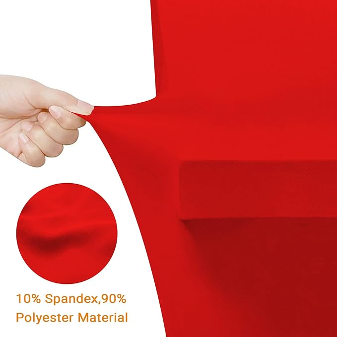 Eurmax USA Rectangular Fitted Spandex Table Covers 5ft Tablecloth Wedding Event Patio Table Decorations Stretch Table Cover for 5ft Folding Table(Red,2 Pack)