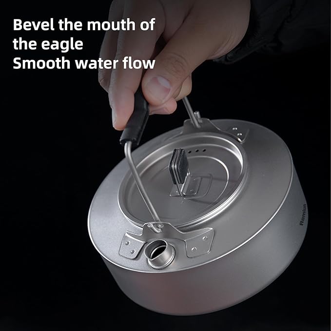 Camping Kettle Titanium Camp Tea Coffee Pot Portable Lightweight Tea Kettle Teapot Fast Heating Campfire Kettle for Stove Top, Boiling Water, Outdoor, Hiking, Camping, Picnic, Traveling