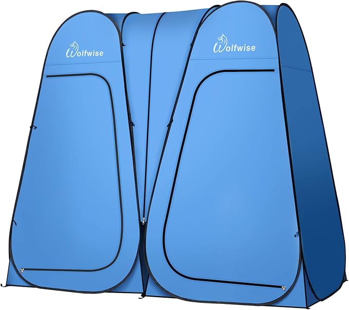 WolfWise 2 Room Pop Up Shower Privacy Tent Dressing Room Sun Shelter for Outdoor Camp Toilet Camping Biking Fishing