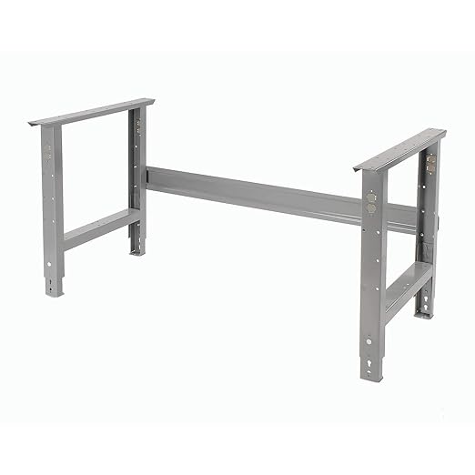 Global Industrial Adjustable Height Workbench, Maple Butcher Block Square Edge, 72"W x 30"D x 29-5/8 to 37-1/4"H, Gray
