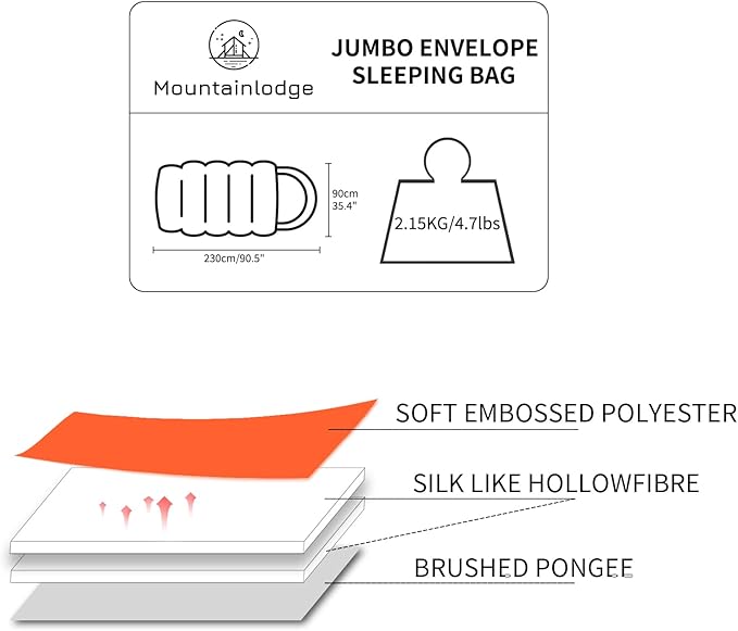 Jumbo Sleeping Bag for Adult&Kids,Cold&Warm Weather with Compression Sack and Water Resistant for Family Camping,Travel and Car Camping