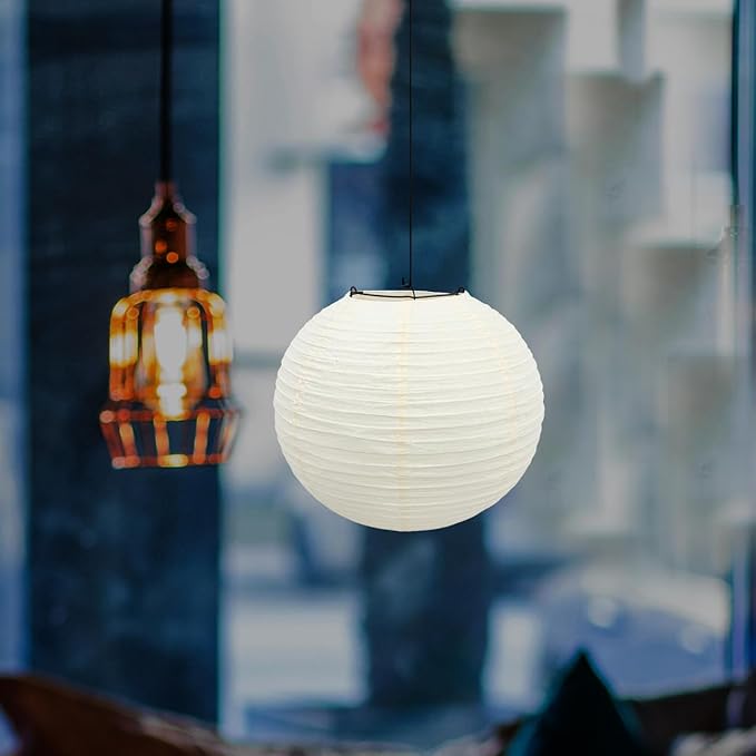 Japanese Style Paper Lamp Shade 11.81 Inch Round White Lantern Chic Ceiling Light Cover for Home Decor Light Shade Easy to Install