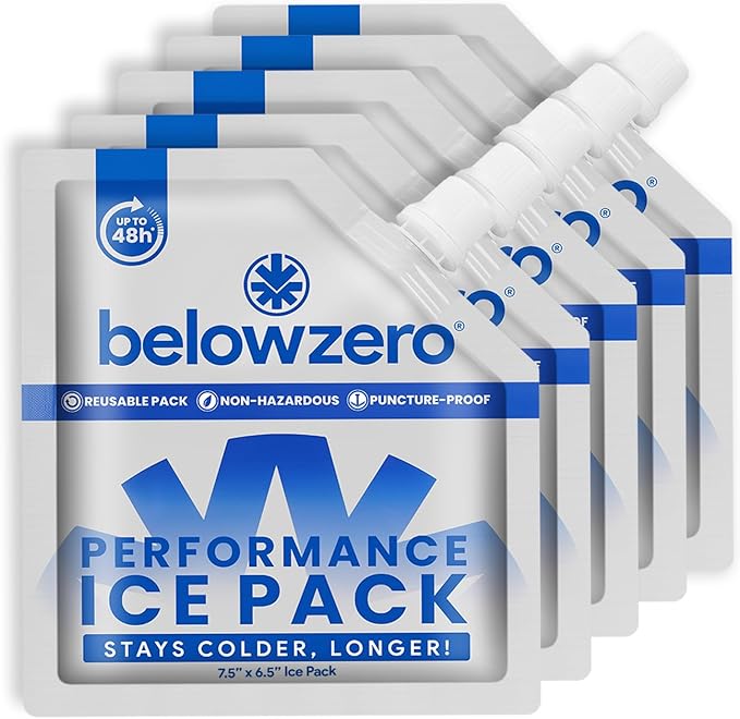 Below Zero Reusable Ice Packs for Coolers – Long Lasting Cooler Ice Pack Blocks, Leak-Proof Freezer Packs for Camping, Lunch Boxes & Travel